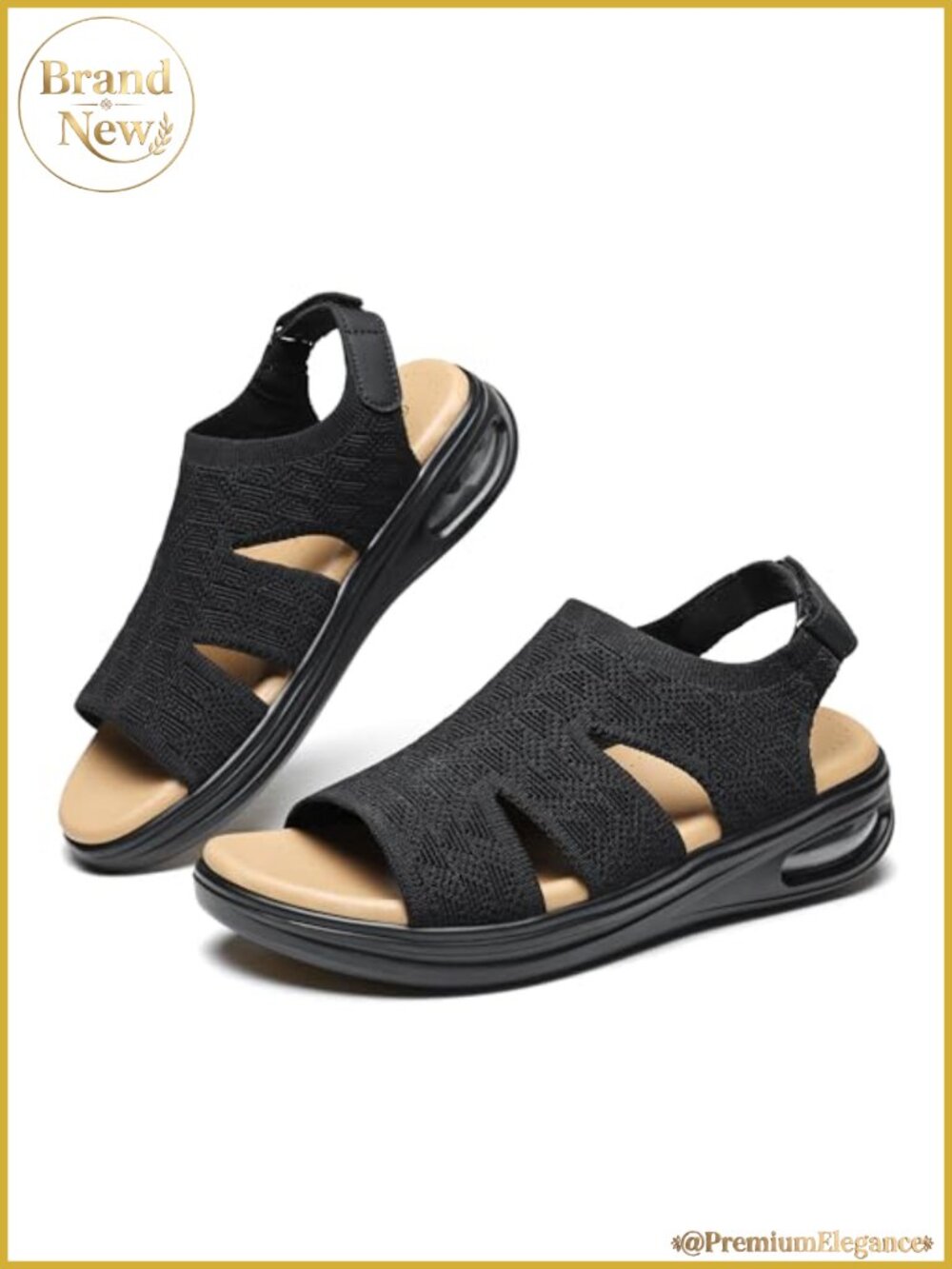 Womens Walking Sandals Arch Support Air Cushion Wedge Non-Slip Breathable Knit